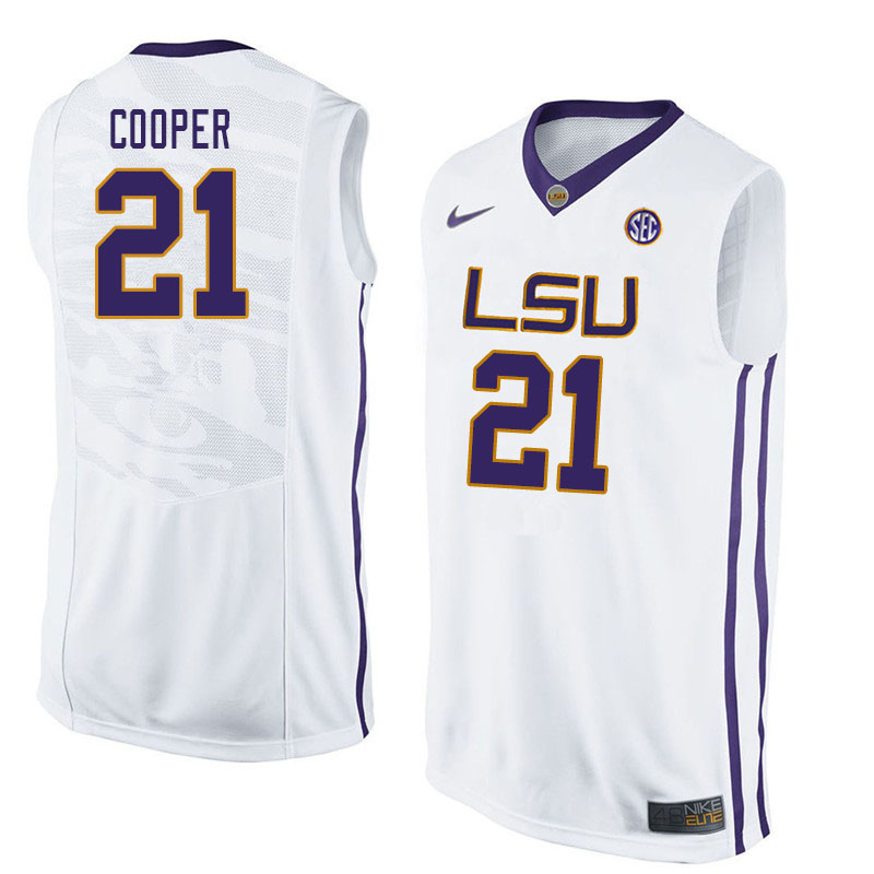 Men #21 Courtese Cooper LSU Tigers College Basketball Jerseys Sale-White